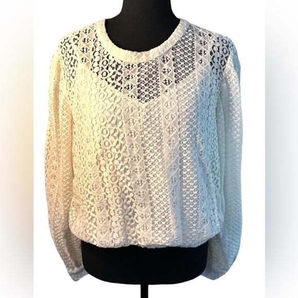 Express Tops - Express Women’s Size Large White Crocheted Victorian Style Blouse